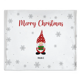 Custom Christmas Gnome Blanket - Personalized Names & Gnome Design with Snowflake Pattern, Winter Gift for Family & Friends